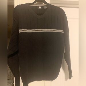 Arizona Jeans Co. Vintage Black & Grey Knitted V-neck Long sleeve MEN SZ M EUC